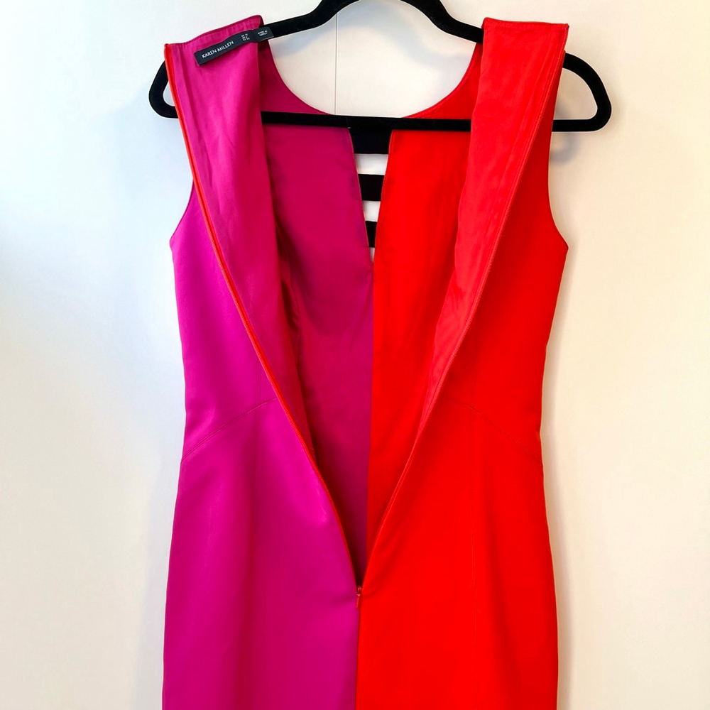 Karen Millen Red and Pink Midi Dress - Picture 12 of 16